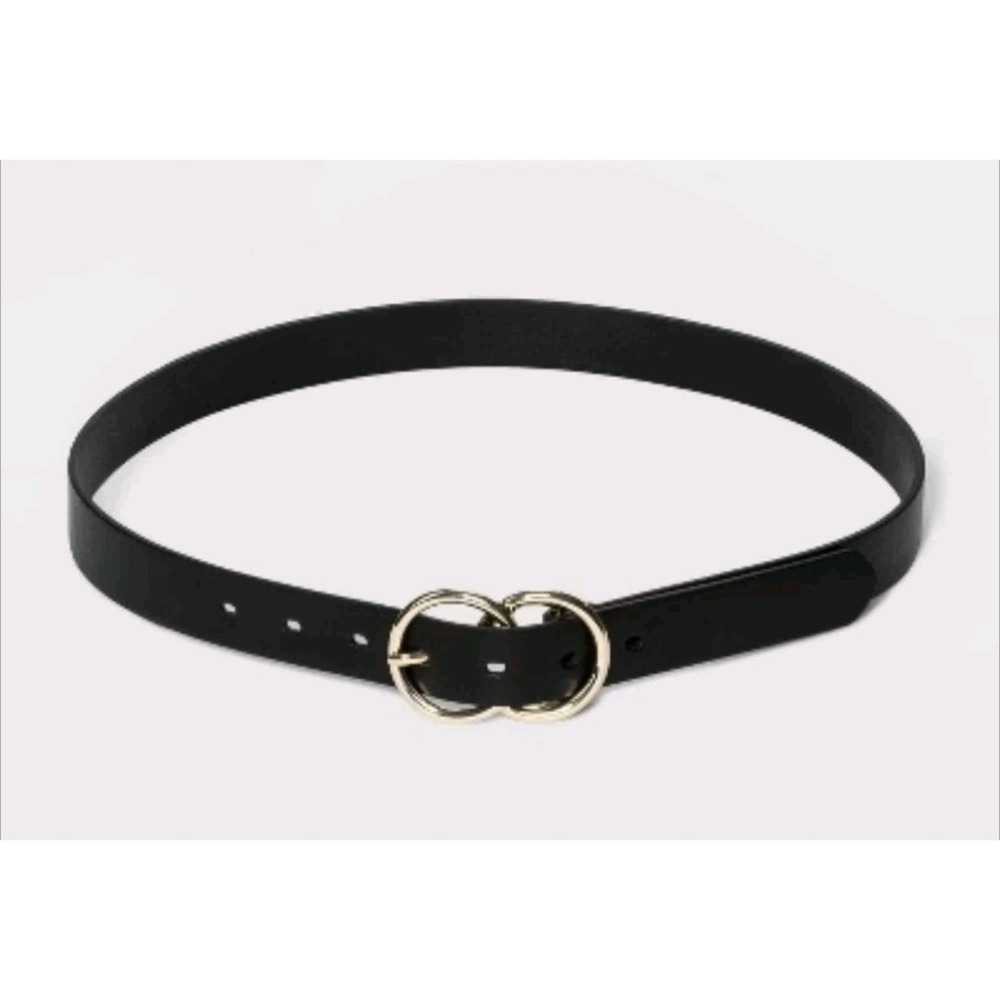 Women's Double Buckle Belt - A New Day™ Black size L